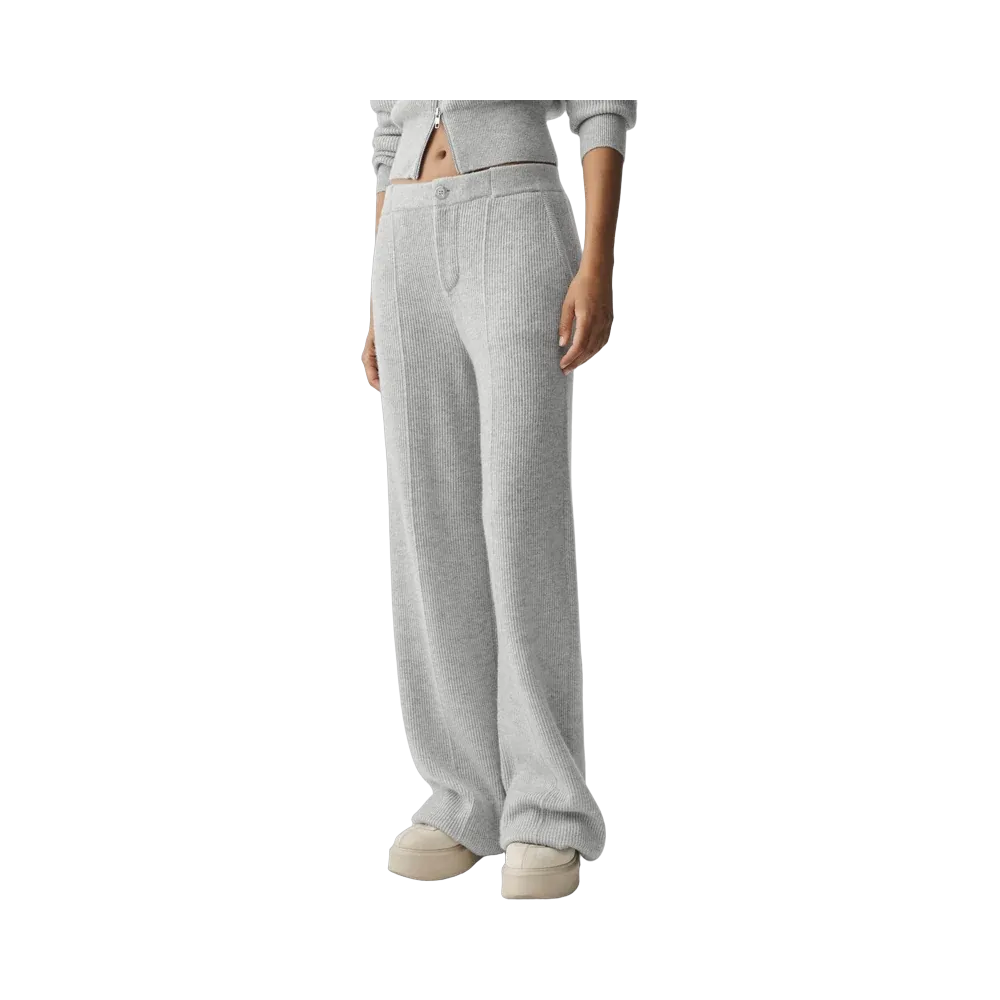 Alo Cashmere Wool Low-Rise Harmony Trouser (Regular) 'Athletic Heather Grey'