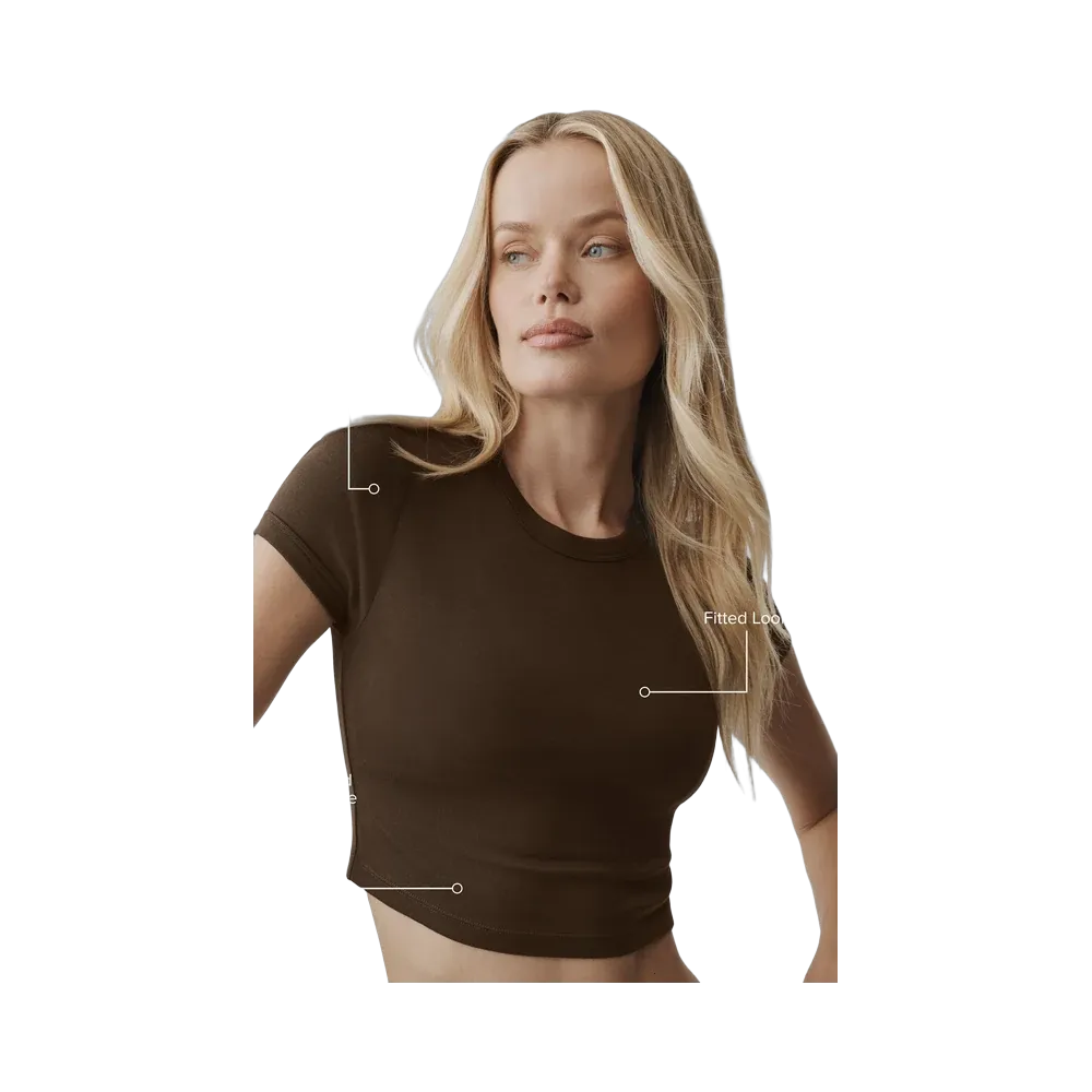 Alo Cropped Timeless Tee 'Espresso'