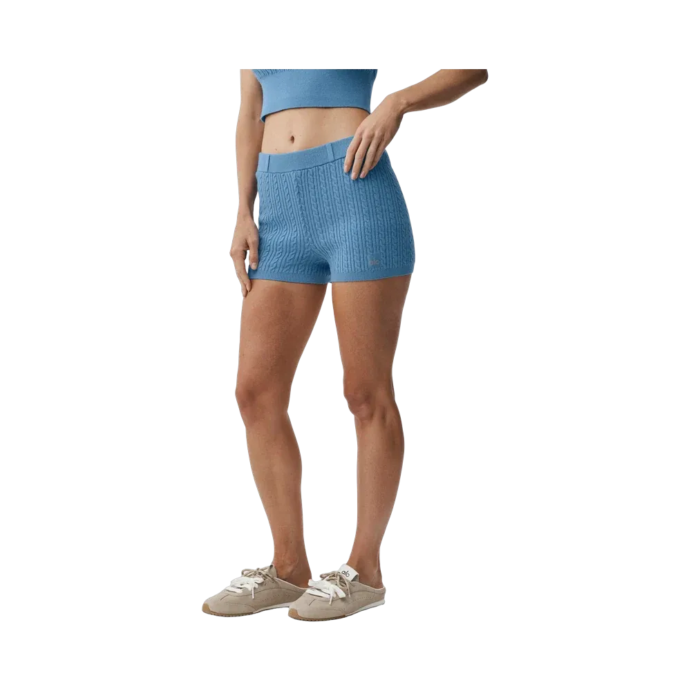 Alo Mini Cable High-Waist Sweater Short 'California Blue'