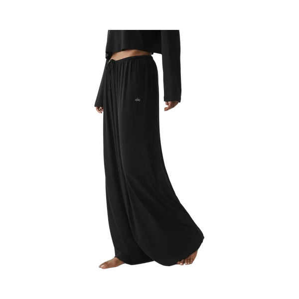 Alo Semi Sheer High-Waist Oasis Wide Leg Pant (Long) 'Black'