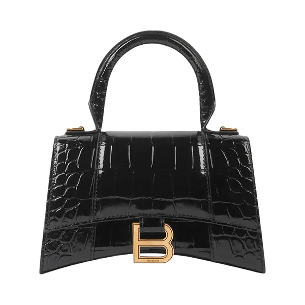 Balenciaga Hourglass XS Handbag Crocodile Embossed