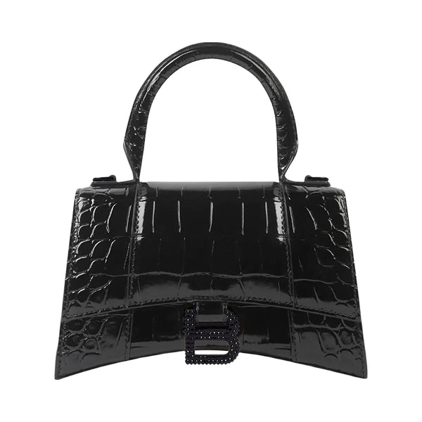 Balenciaga Hourglass XS Handbag Crocodile Embossed With Rhinestones