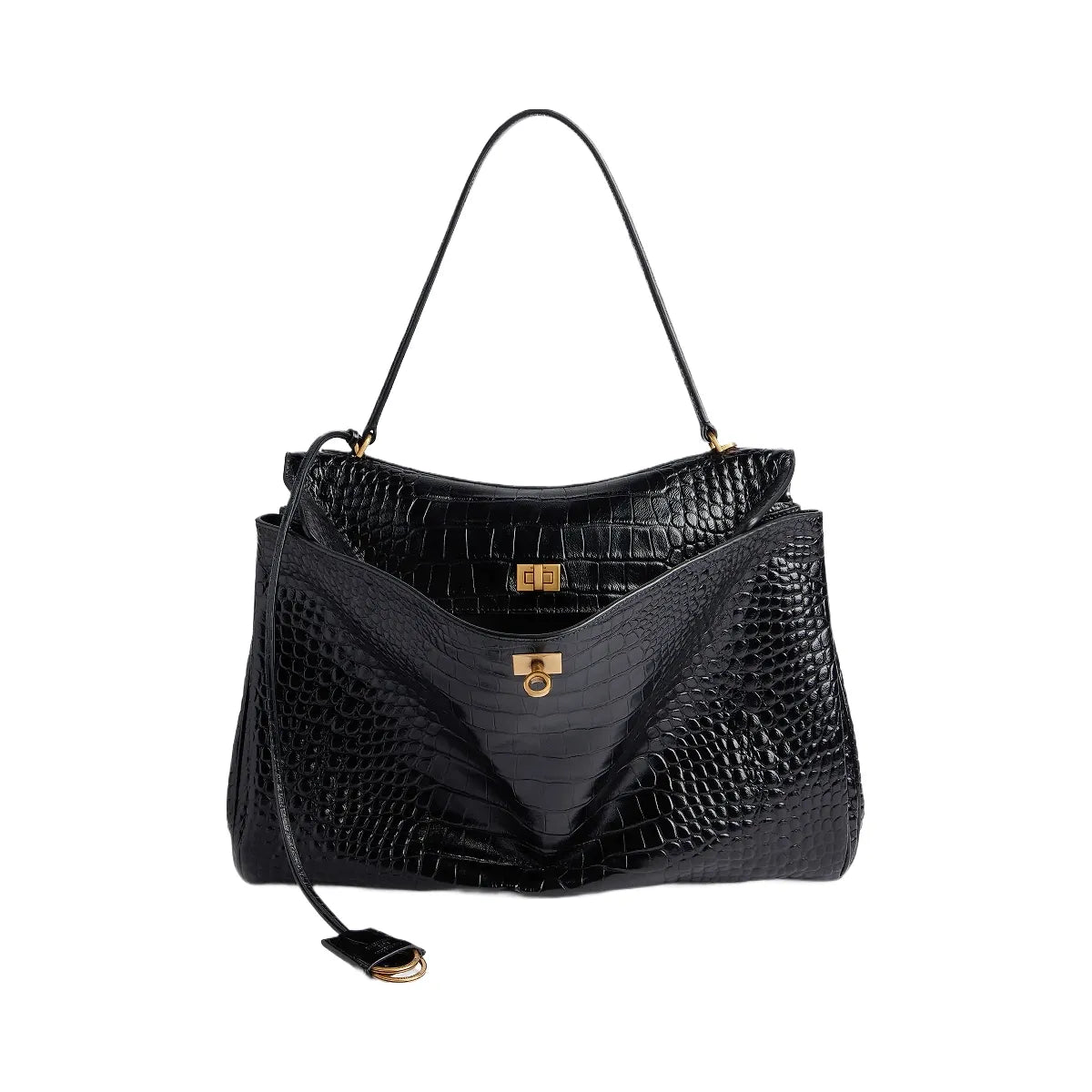 Balenciaga Rodeo Large Handbag Crocodile Embossed