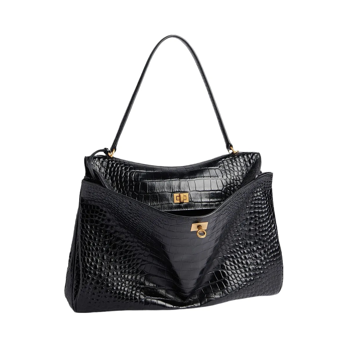 Balenciaga Rodeo Large Handbag Crocodile Embossed