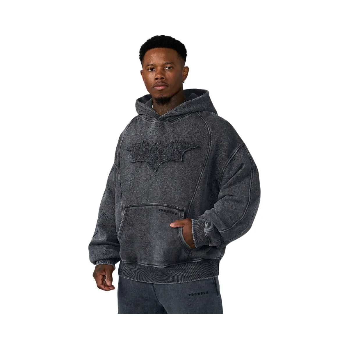 YoungLA Batman Stealth Hoodies 'Grey Wash'