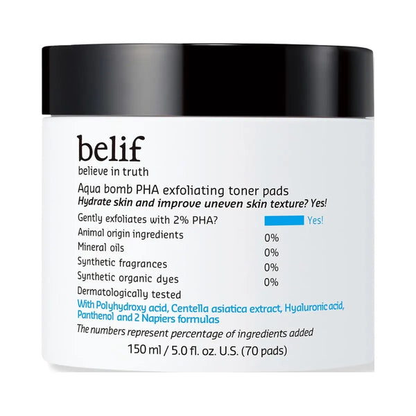 belif Aqua Bomb PHA Exfoliating Toner Pads