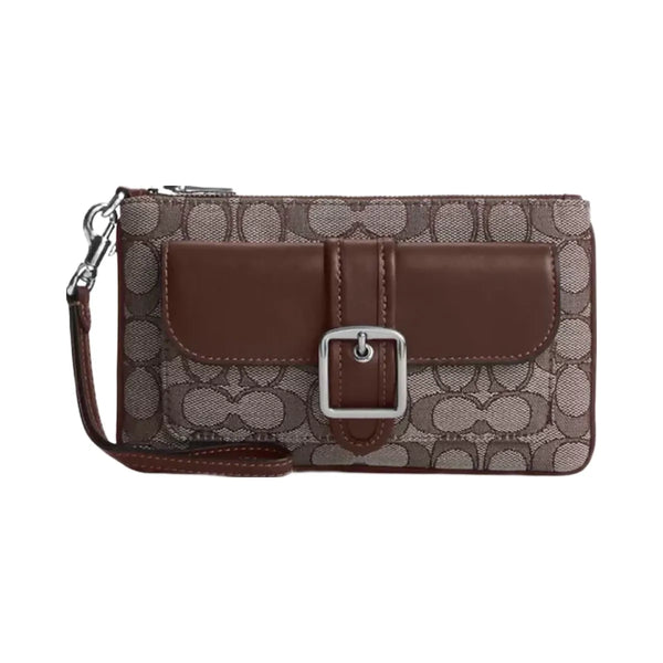 Coach Ashton Wristlet In Signature Jacquard in Silver Oak Maple