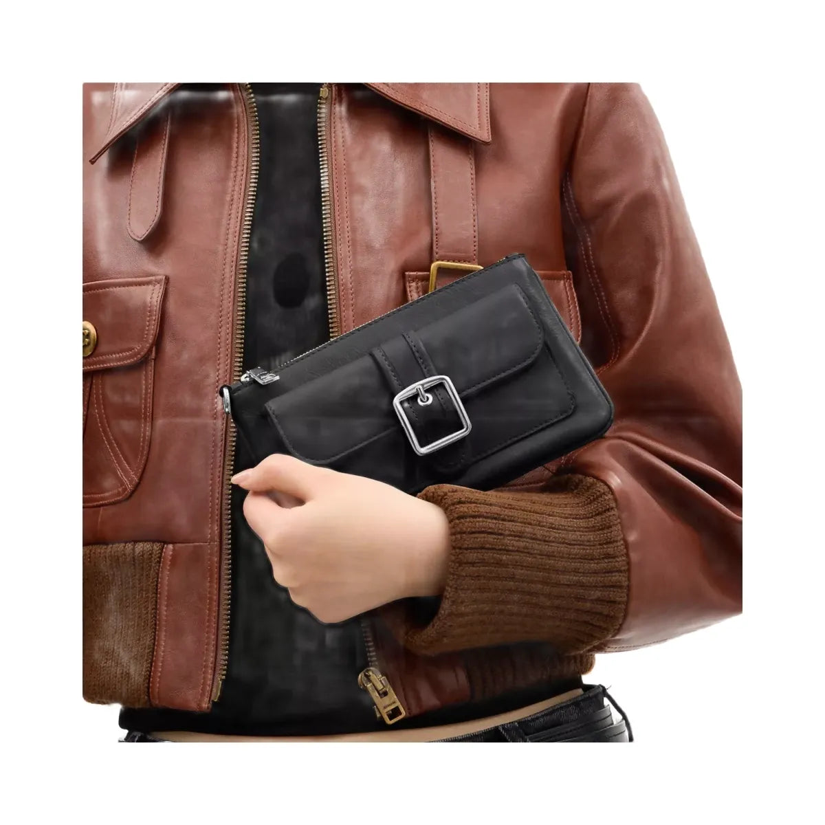 Coach Ashton Wristlet in Silver Black