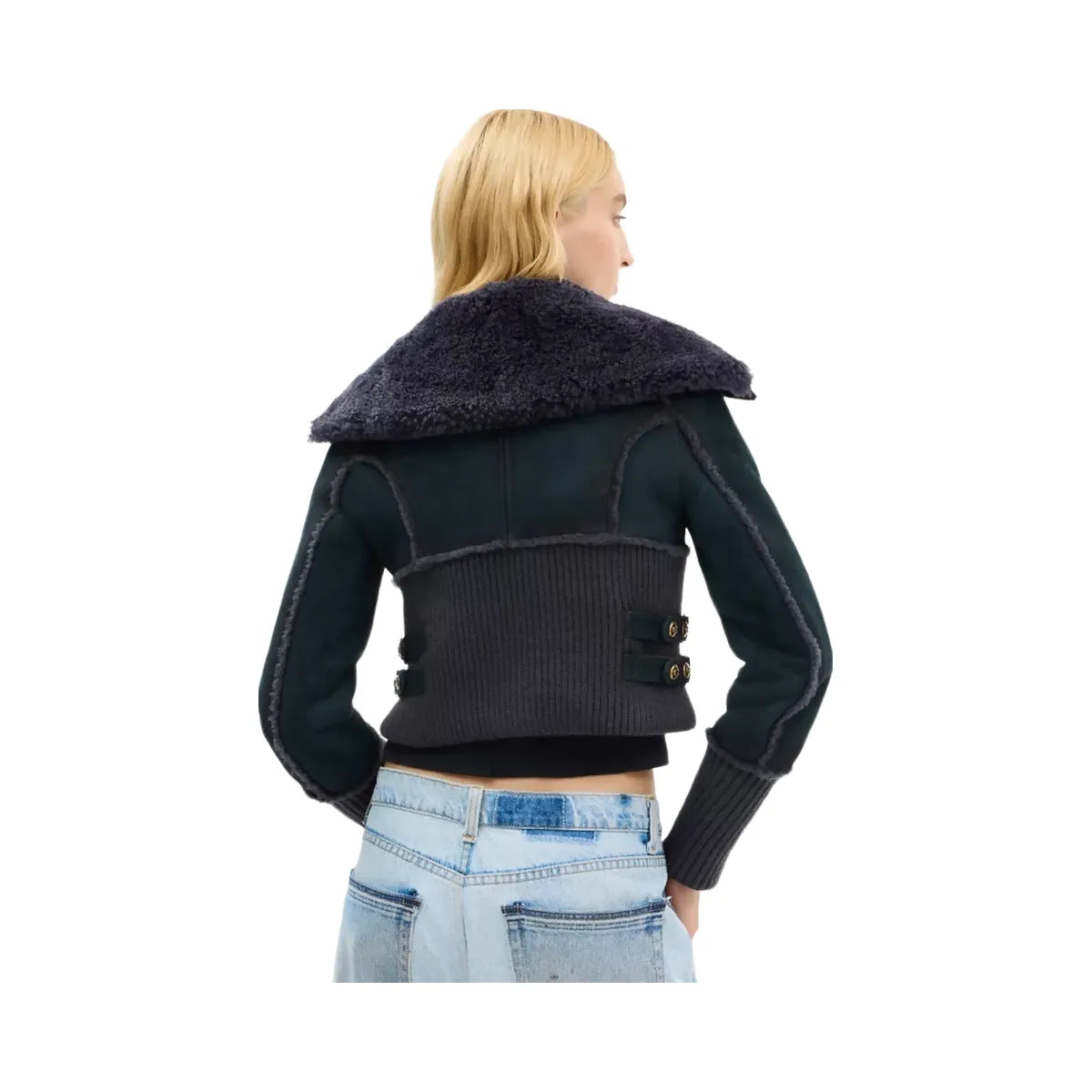 Coach Aviator Shearling Jacket in Navy Blue
