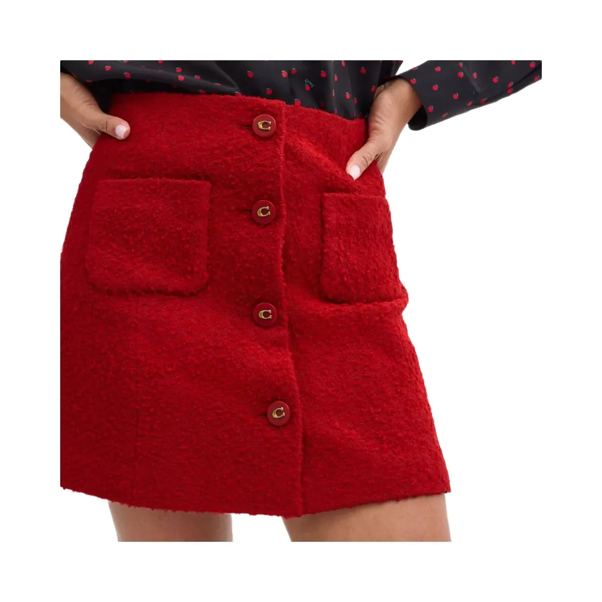 Coach Boucle Skirt in Red