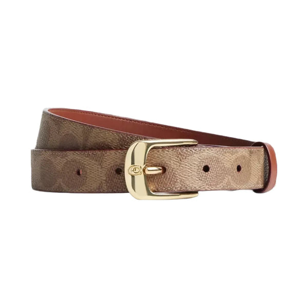 Coach C Harness Buckle Belt, 25 Mm in Gold Tan Caramel