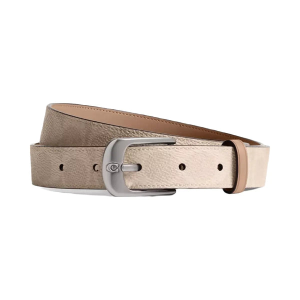 Coach C Harness Buckle Belt, 25 Mm in Light Antique Nickel Sand Taupe