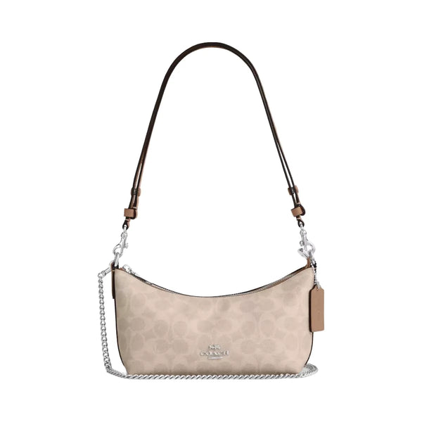 Coach Caitlin Shoulder Bag In Signature Canvas in Silver Sand Taupe