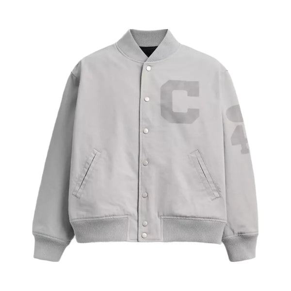 Coach Canvas Varsity Jacket in Light Grey