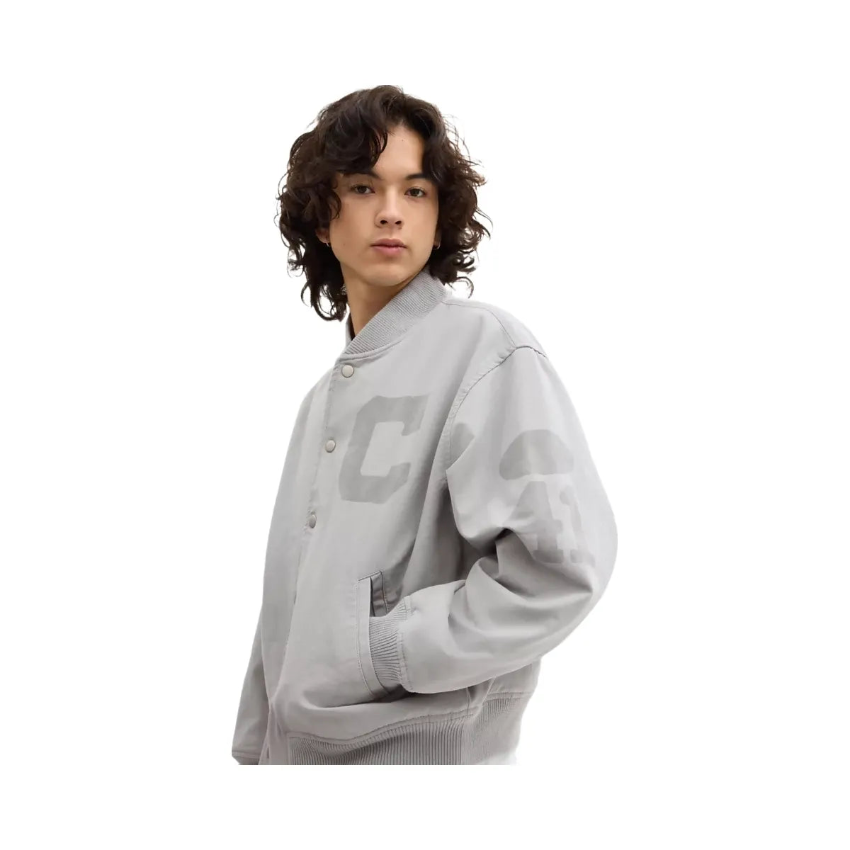 Coach Canvas Varsity Jacket in Light Grey