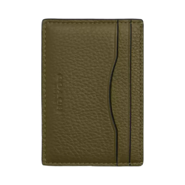 Coach Card Case With Money Clip in Silver Olive