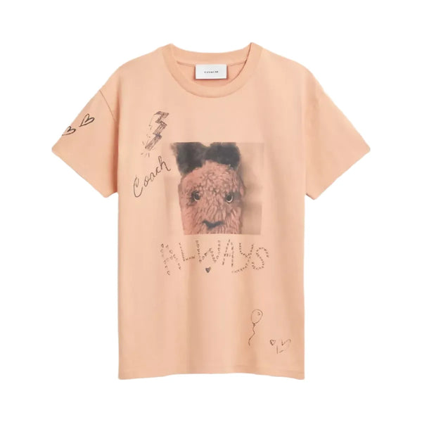 Coach Carroty Shrunken T-Shirt In Organic Cotton in Light Orange
