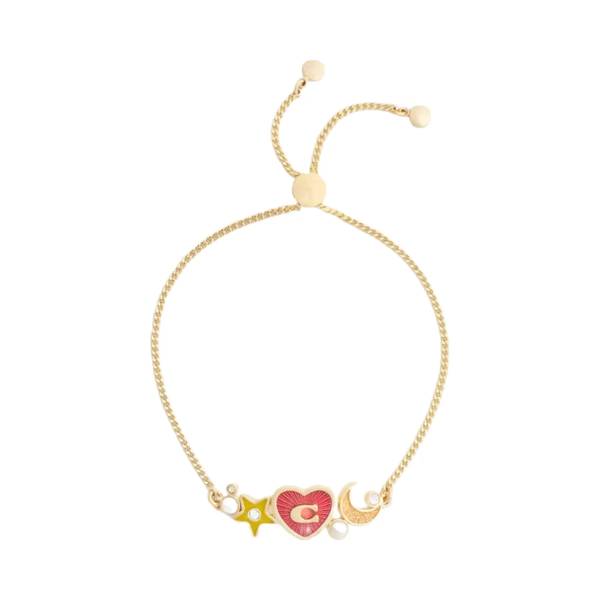 Coach Celestial Stars And Hearts Slider Bracelet in Gold Multi
