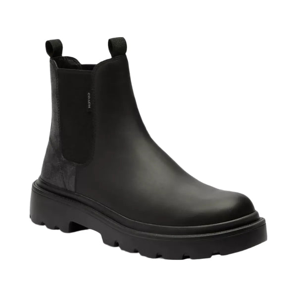 Coach Chelsea Boot With Signature Canvas in Charcoal Black