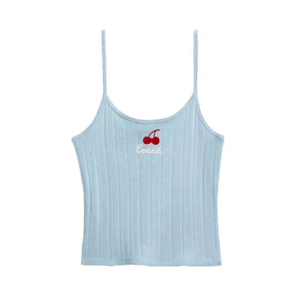 Coach Cherry Pointelle Tank in Blue