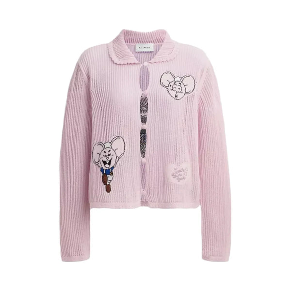 Coach x Brain Dead Kachi Mouse Cardigan In Organic Cotton in Pink