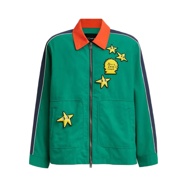 Coach x Brain Dead Nylon Racer Jacket In Recycled Polyamide in Green