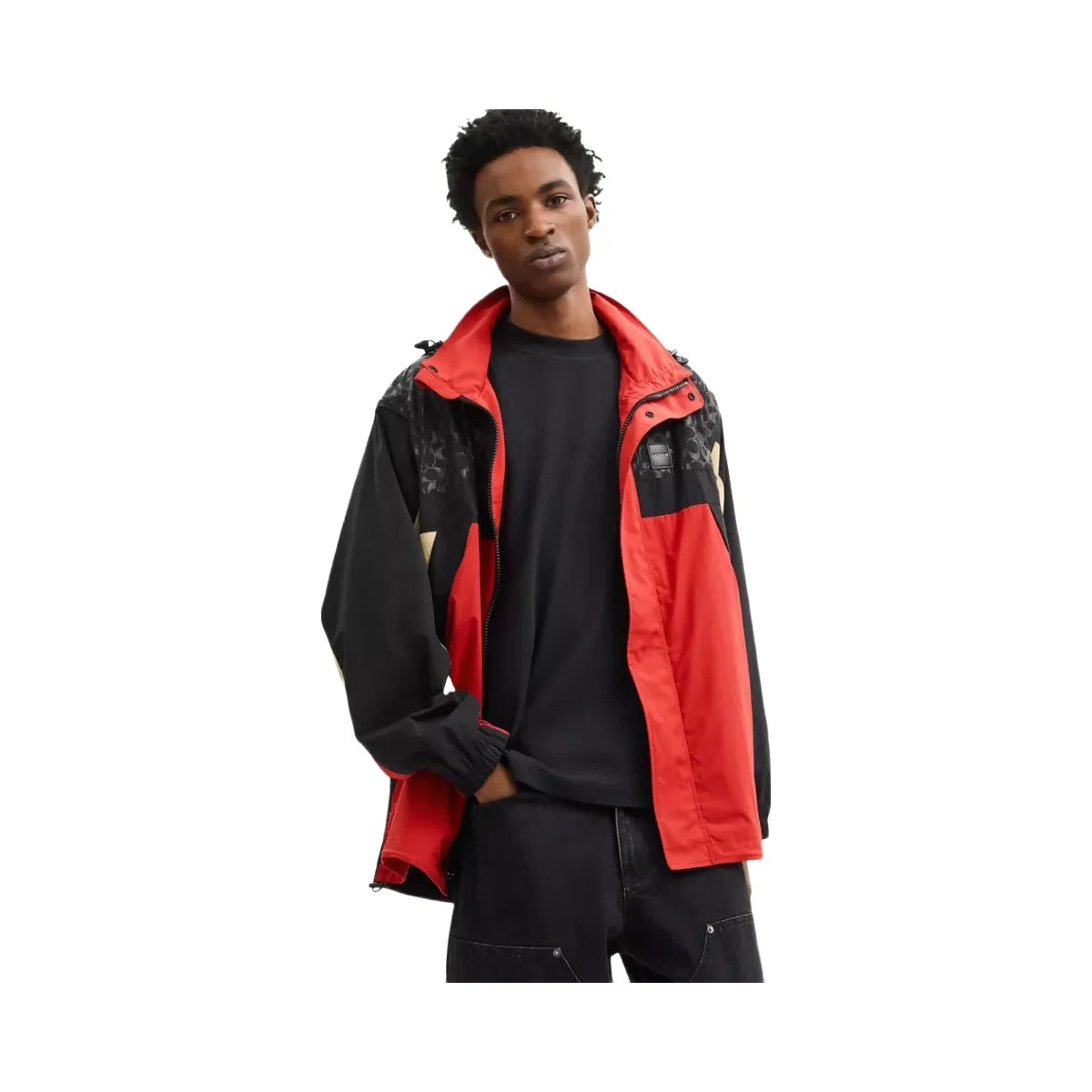 Coach Convertible Windbreaker in Black Red