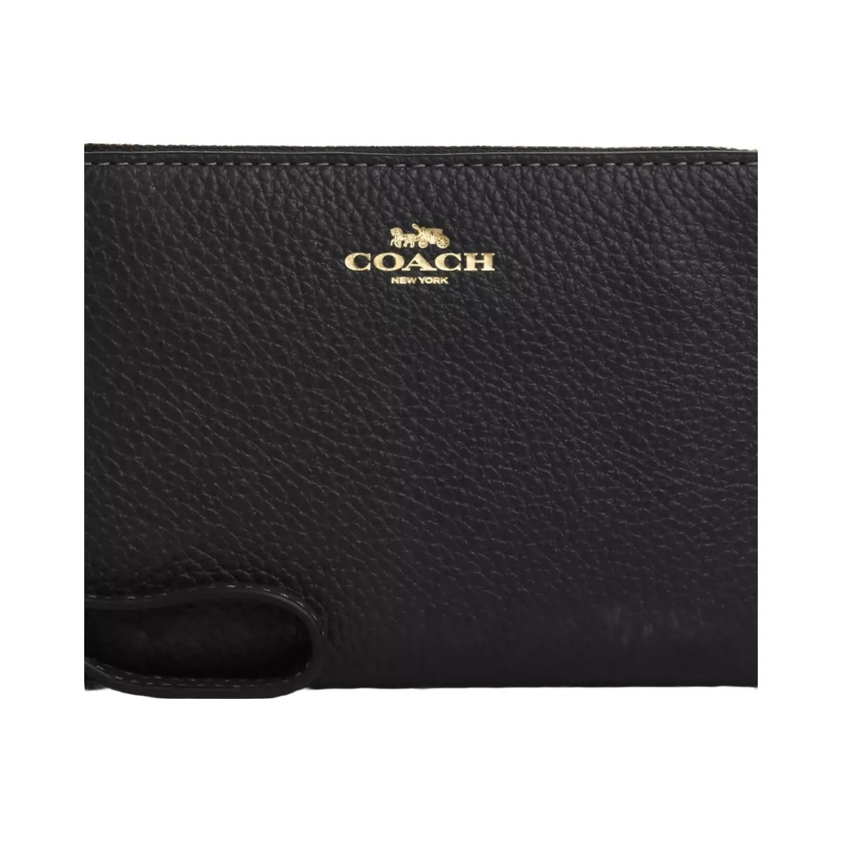 Coach Corner Zip Wristlet in Gold Black