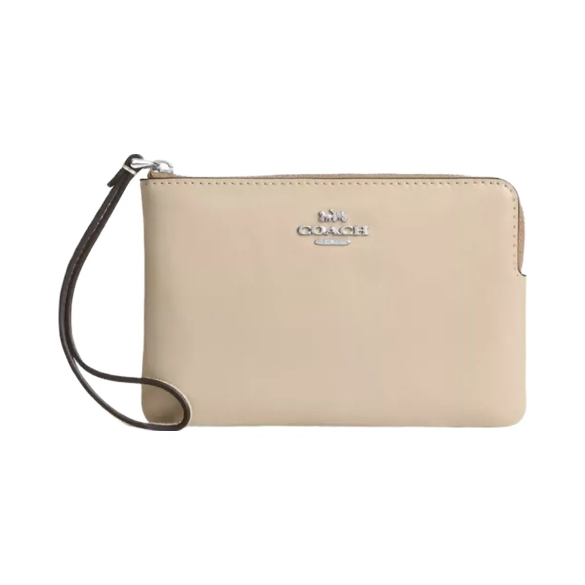 Coach Corner Zip Wristlet in Silver Ivory