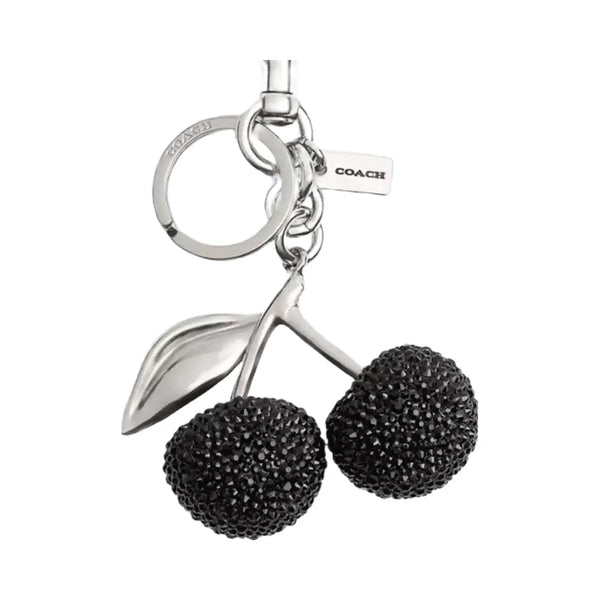 Coach Crystal Cherry Bag Charm in Silver Black