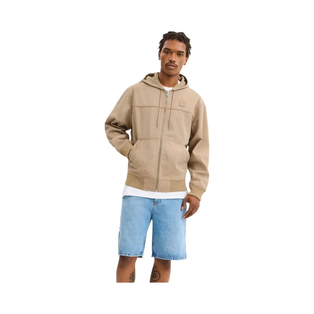 Coach Denim Hooded Zip Jacket Khaki
