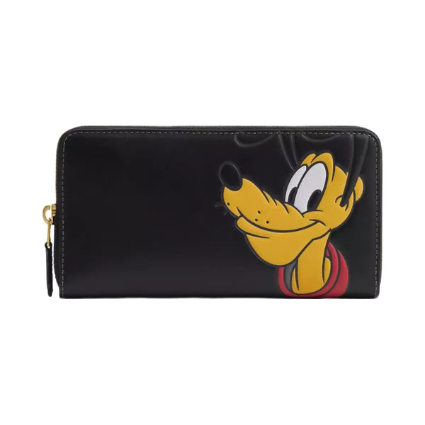 Coach Disney X Coach Essential Accordion Zip Wallet With Pluto in Brass Black Multi