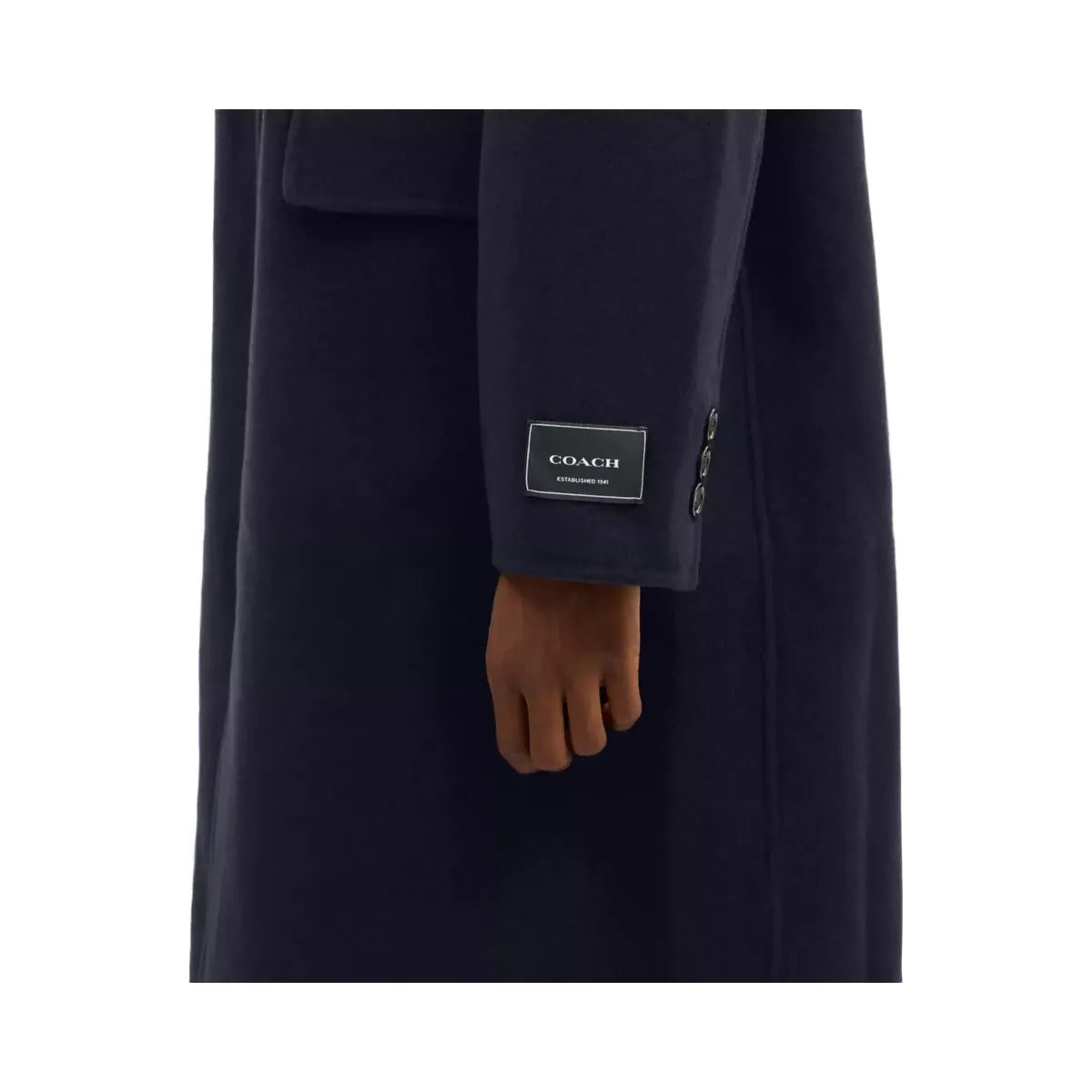Coach Double Faced Wool Coat in Navy Blue