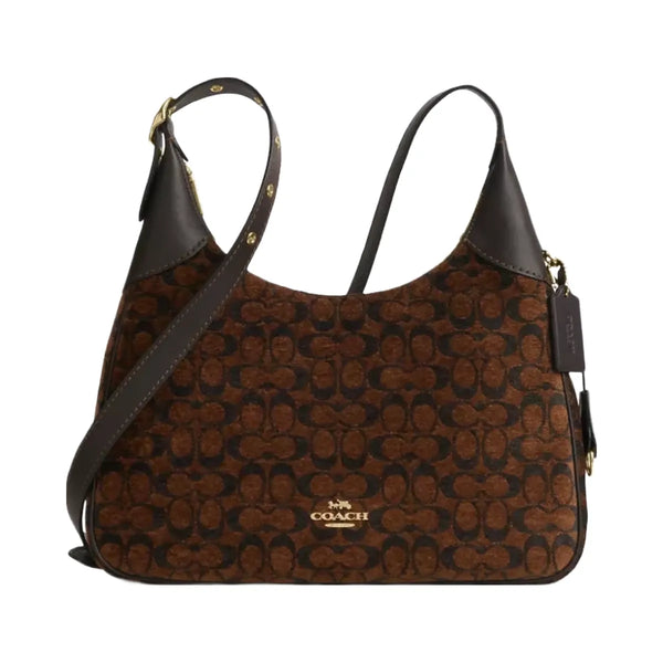 Coach Ella Shoulder Bag In Signature Chenille in Gold Truffle