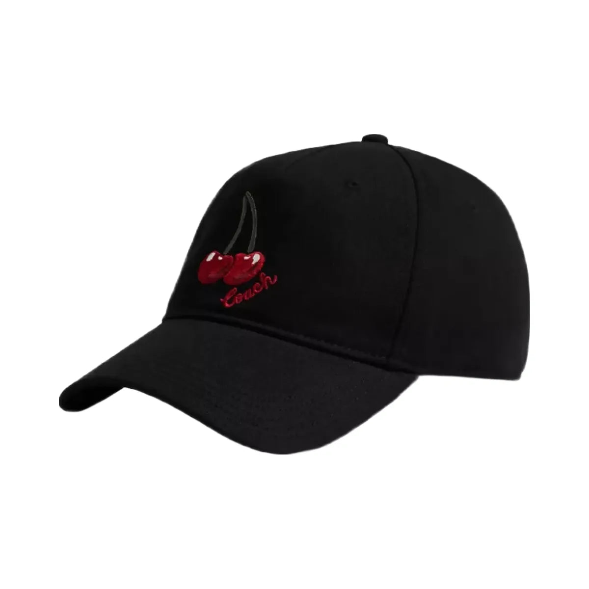 Coach Embroidered Cherries Baseball Hat in Black