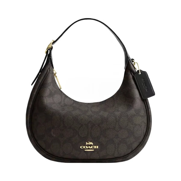 Coach Emily Shoulder Bag In Signature Canvas in Gold Walnut Black