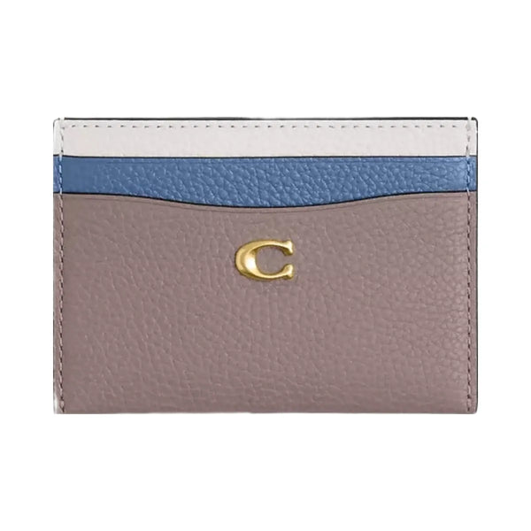 Coach Essential Card Case In Colorblock in Brass Ash Multi
