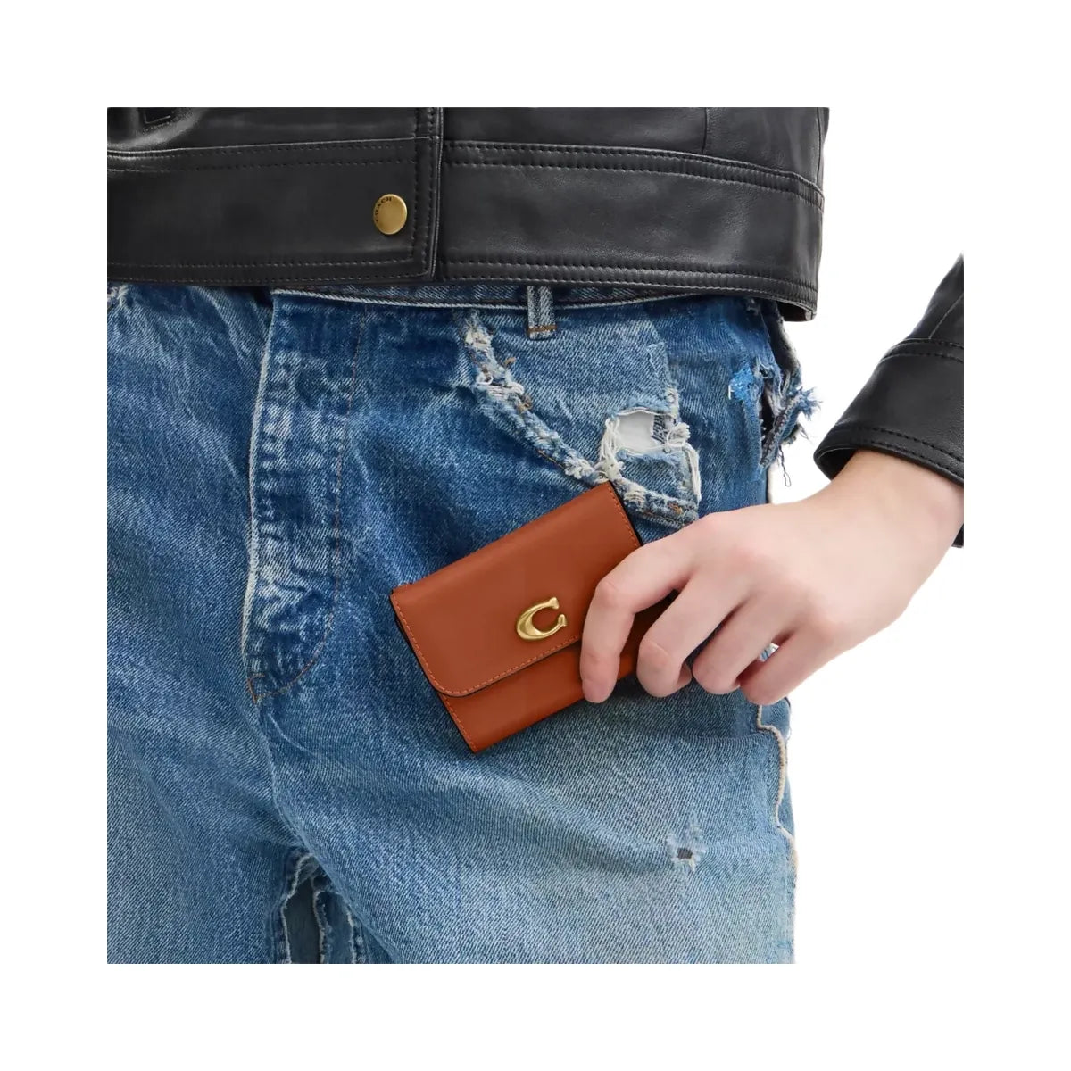 Coach Essential Card Holder Wallet in Brass Dark Fuchsia