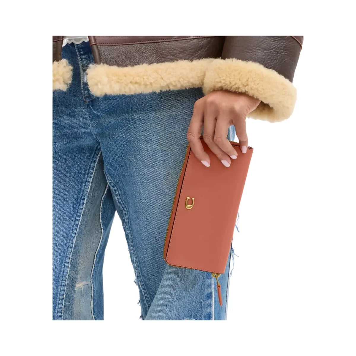 Coach Essential Slim Accordion Zip Wallet in Brass Dark Peach