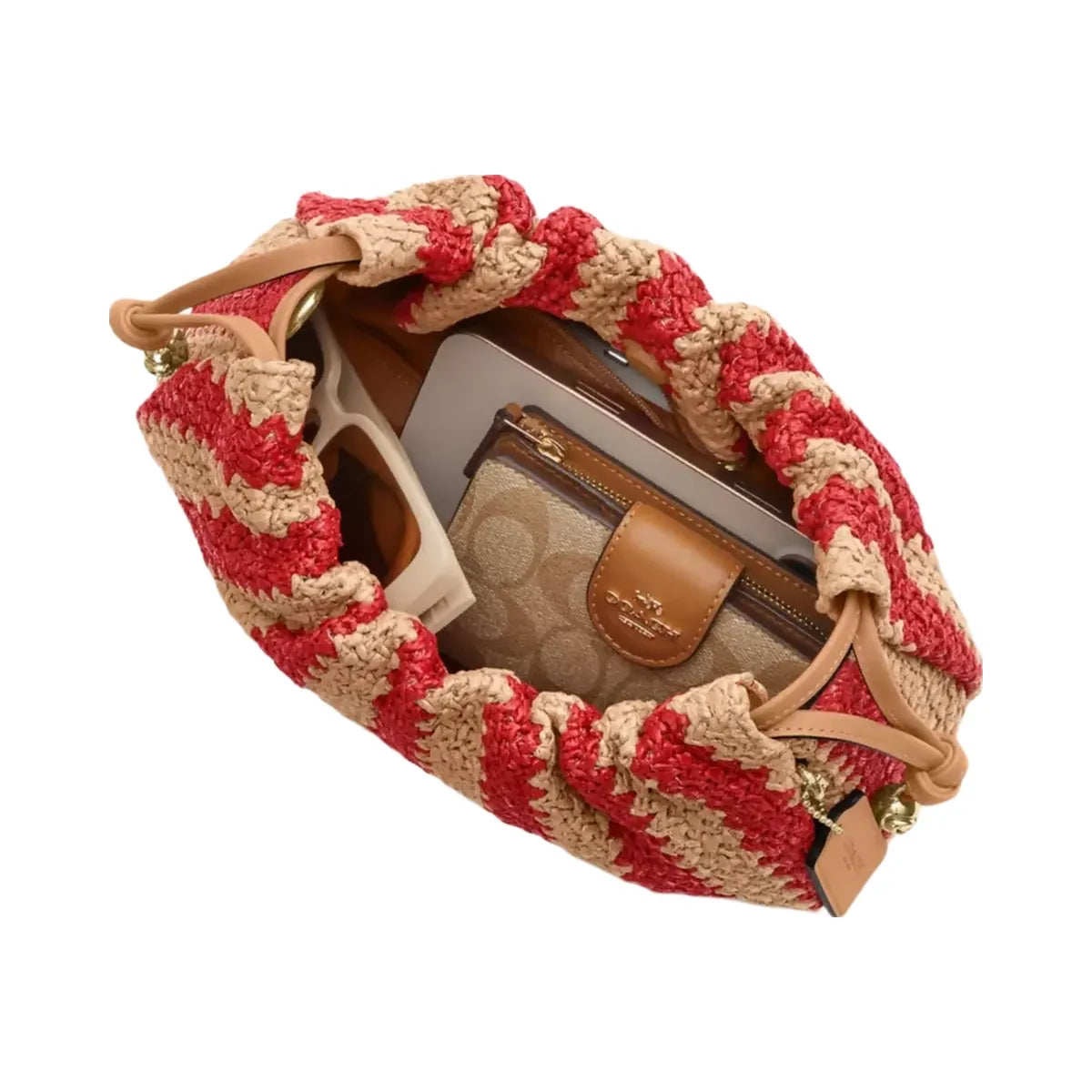 Coach Faye Shoulder Bag in Gold Red Tan
