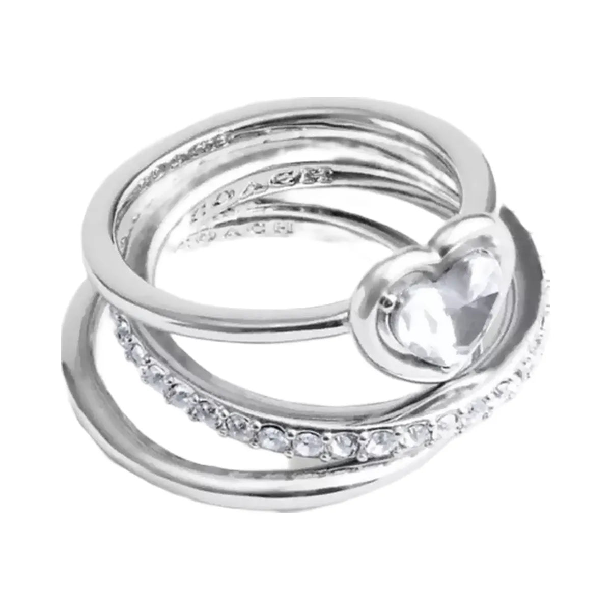 Coach Halo Heart Ring Set in Silver