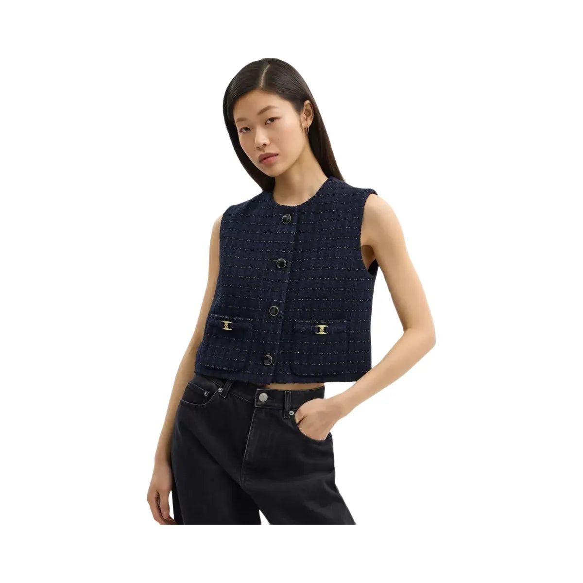 Coach Heritage C Boucle Vest in Navy