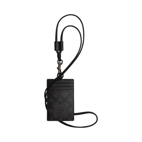 Coach Id Lanyard In Signature Canvas in Charcoal
