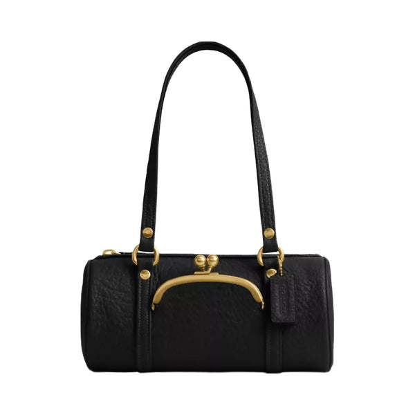 Coach Kisslock Barrel Bag 28 in Brass Black