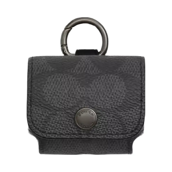 Coach Large Wireless Earbud Pro Case In Signature Canvas in Gunmetal Charcoal