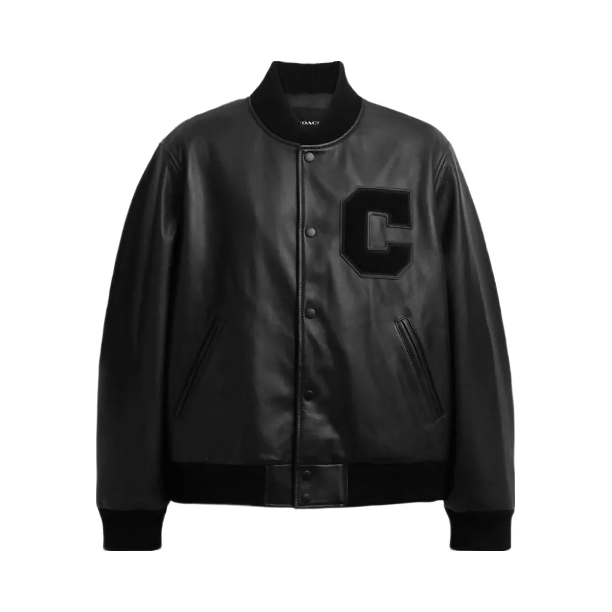 Coach Leather Varsity Jacket Black