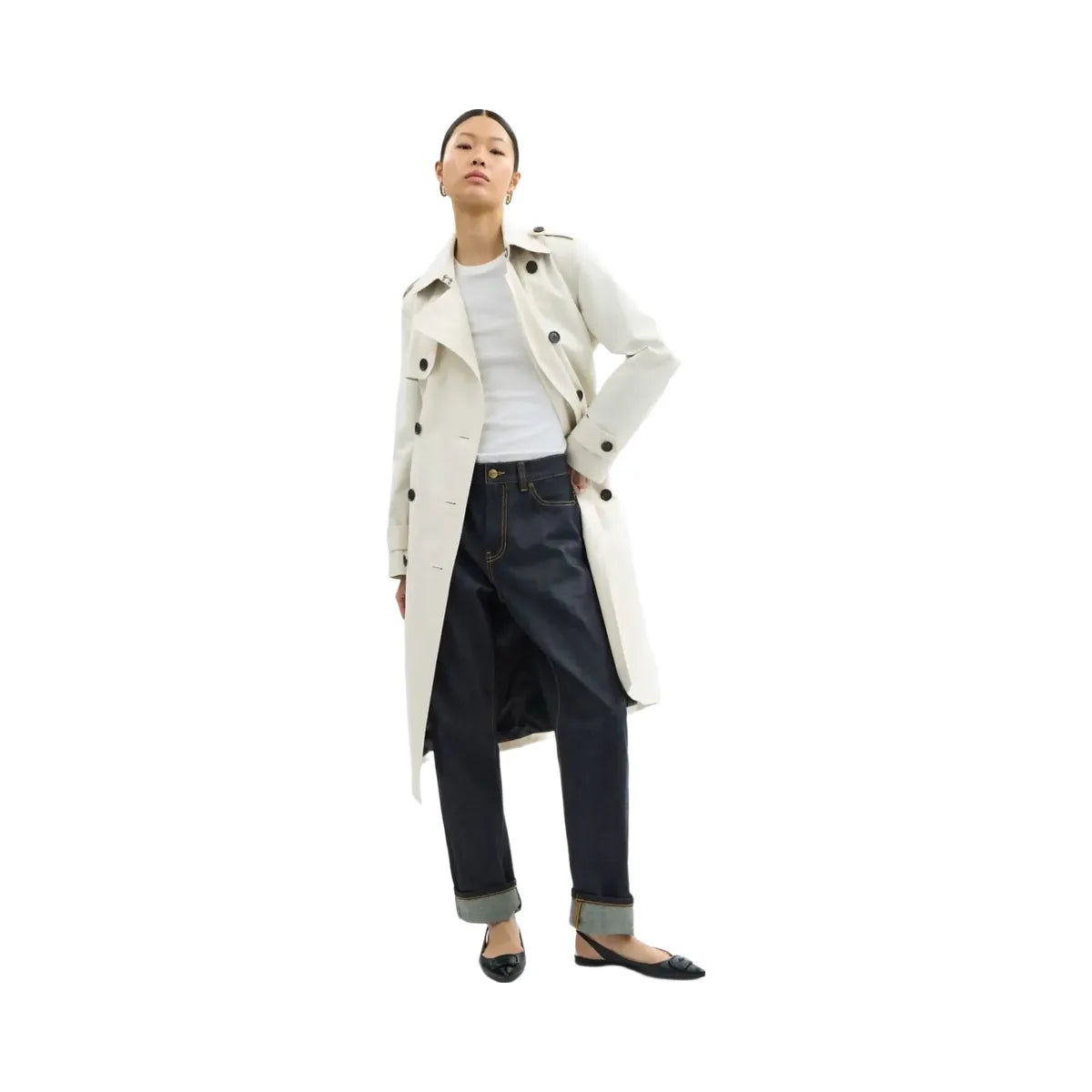 Coach Long Trench Ecru