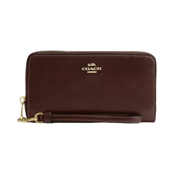 Coach Long Zip Around Wallet in Gold Maple