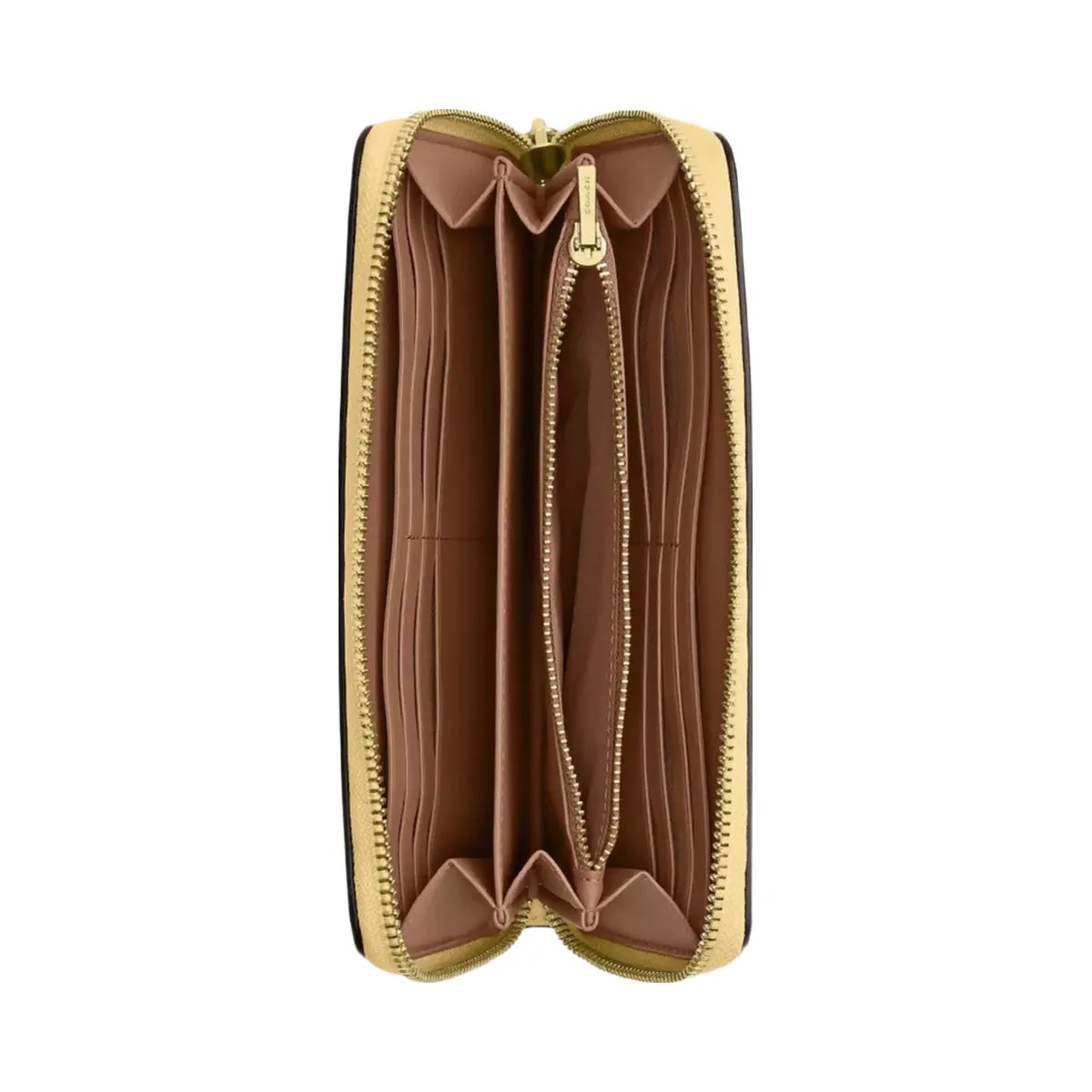 Coach Long Zip Around Wallet in Gold Vanilla