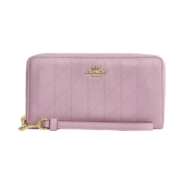 Coach Long Zip Around Wallet With Quilting in Gold Carnation